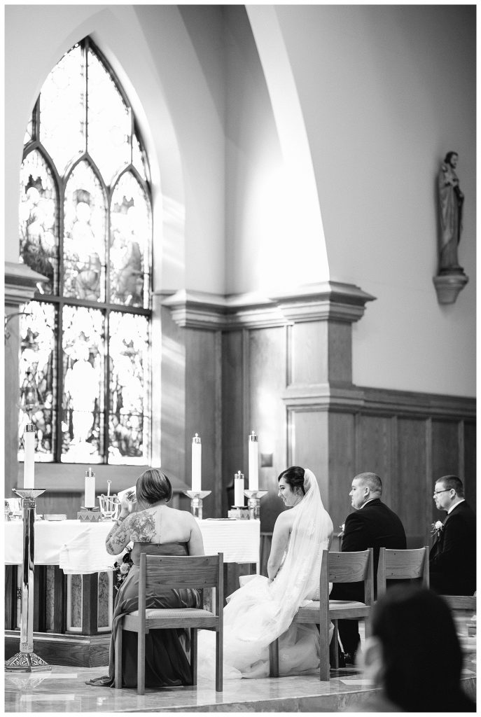 black and white church ceremony