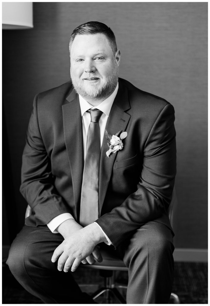 Black and white grooms portrait -Hall of Springs 