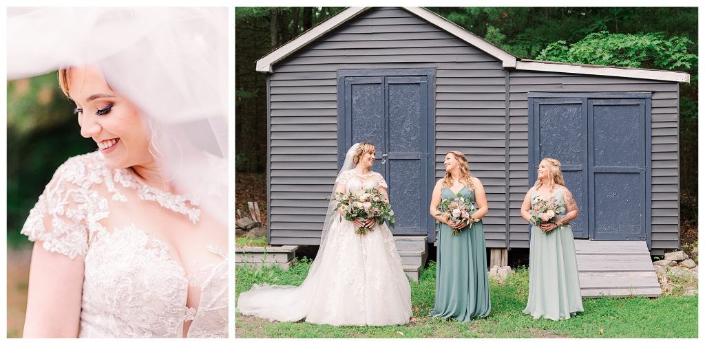 Bridesmaids at a cabin in the woods wedding 