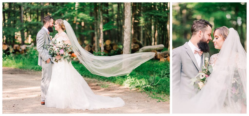 Whimsical wooded wedding portraits