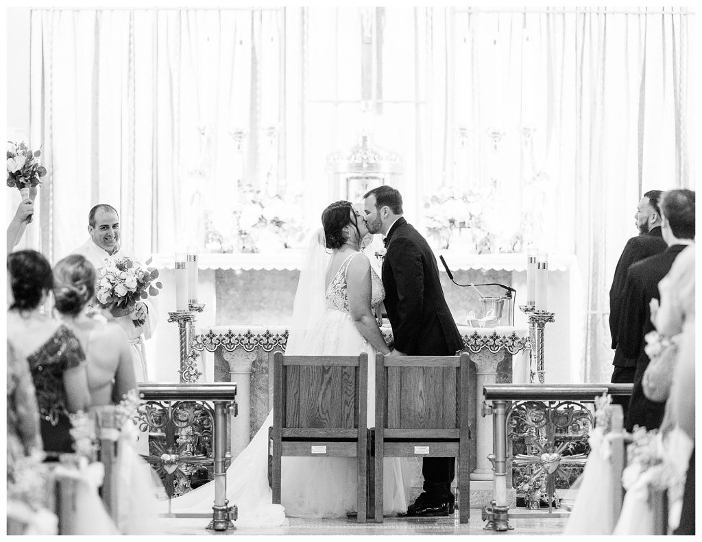 First kiss at a church ceremony 