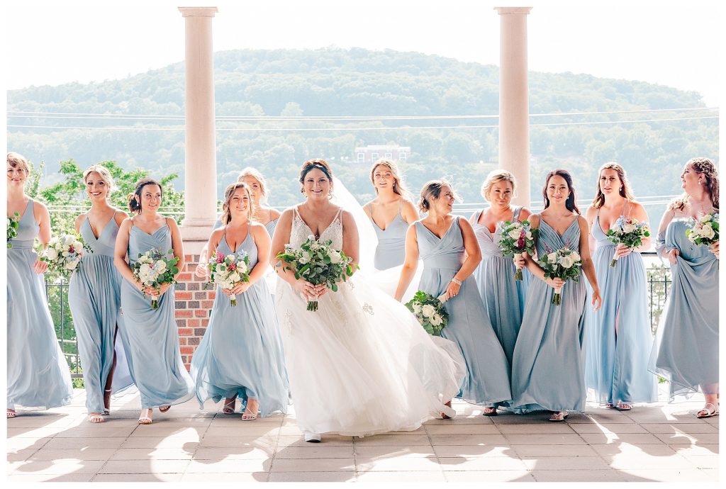 Bridesmaids walking away 