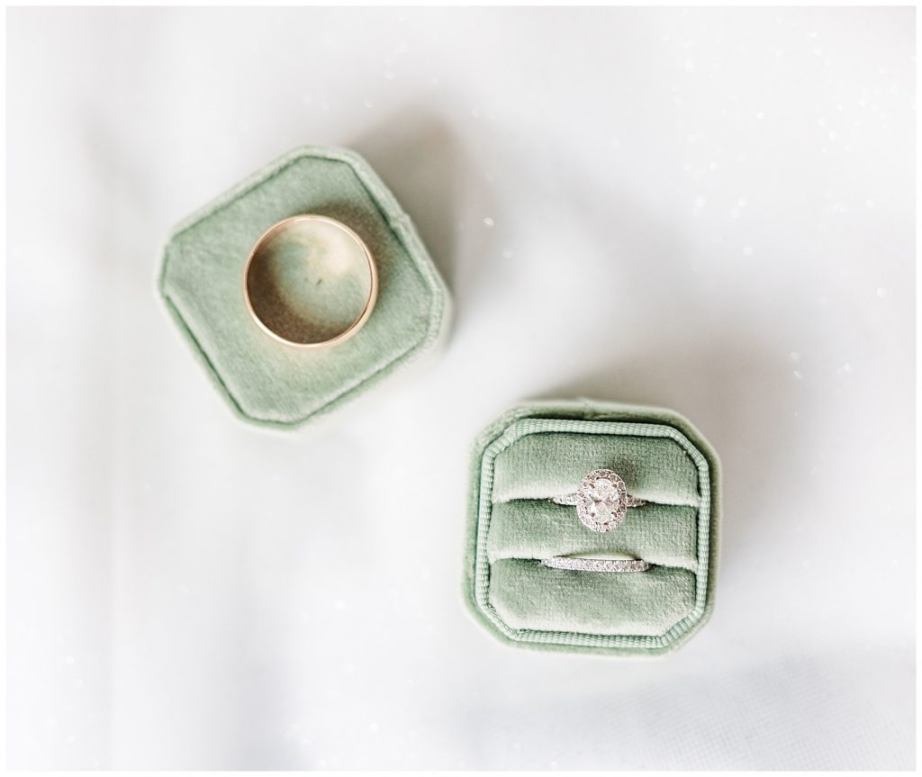 Wedding rings sage green box